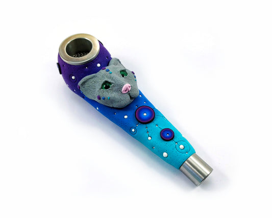 Hand Made Gadzyl Cat Smoking pipe Gray