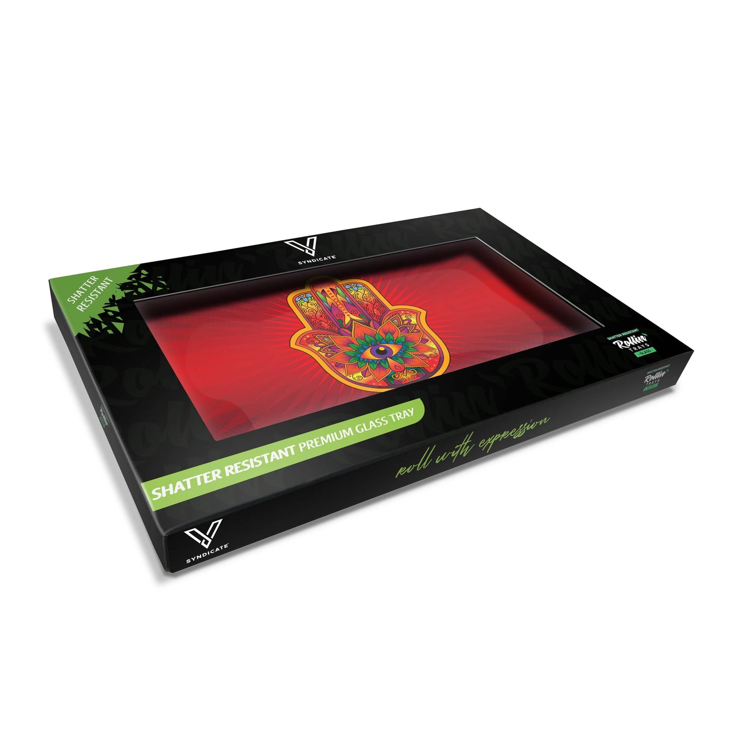 Hamsa Red Glass Rollin' Tray