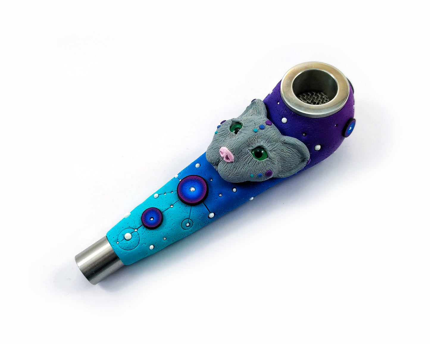Hand Made Gadzyl Cat Smoking pipe Gray
