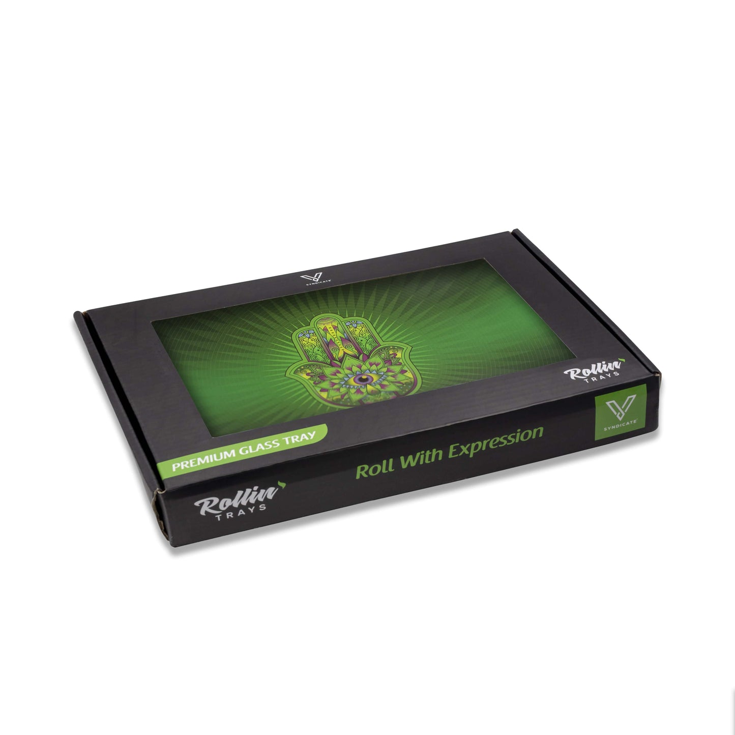 Hamsa Green Glass Tray