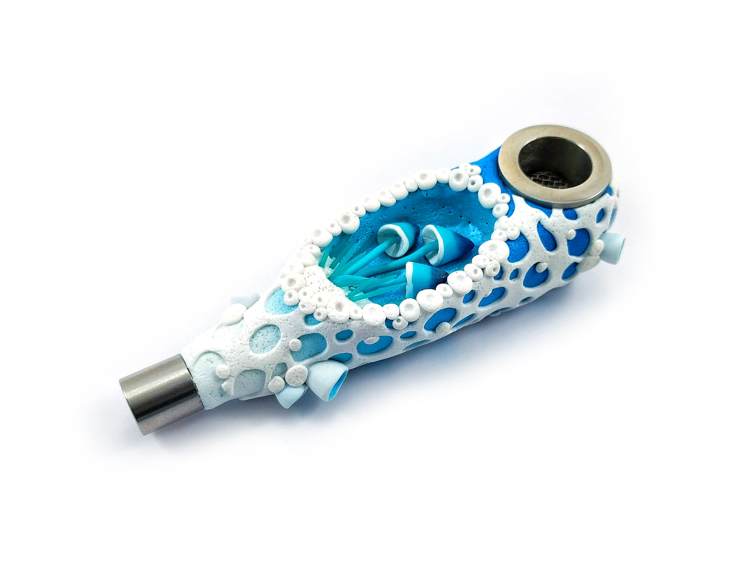 Hand Made Gadzyl Mushroom Smoking pipe Light Blue