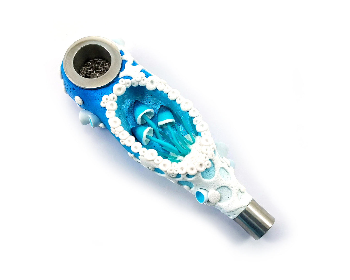 Hand Made Gadzyl Mushroom Smoking pipe Light Blue