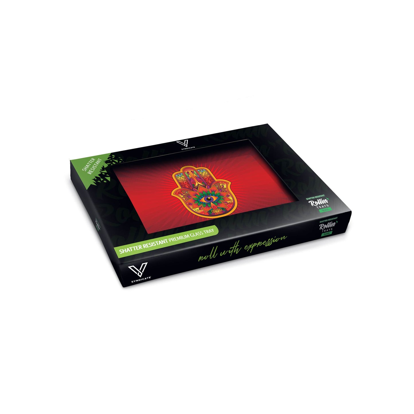 Hamsa Red Glass Rollin' Tray