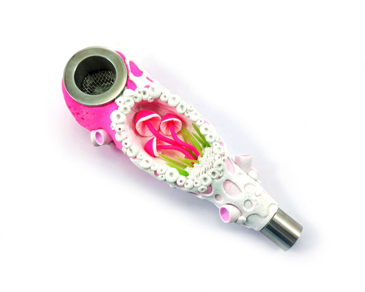 Hand Made Gadzyl Mushroom Smoking pipe Pink
