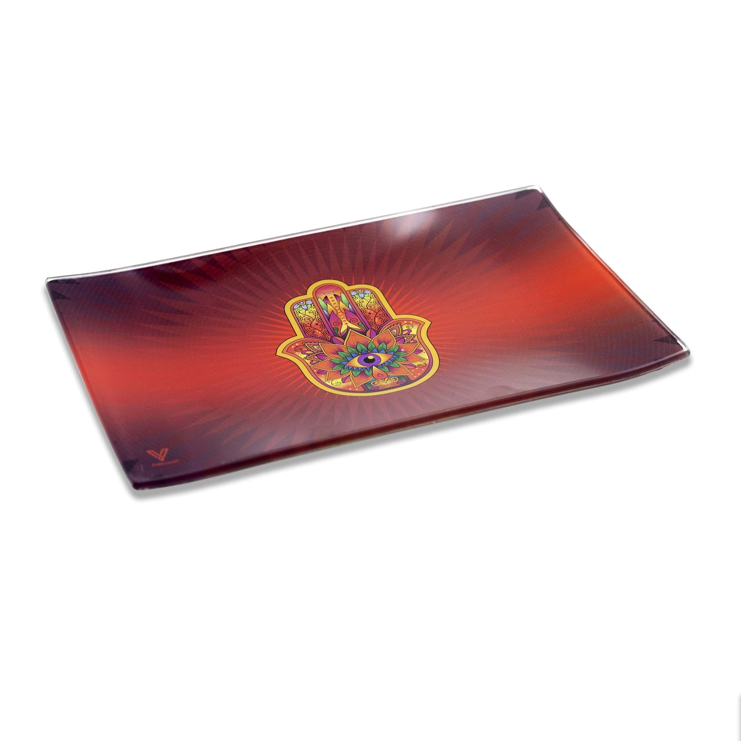 Hamsa Red Glass Rollin' Tray