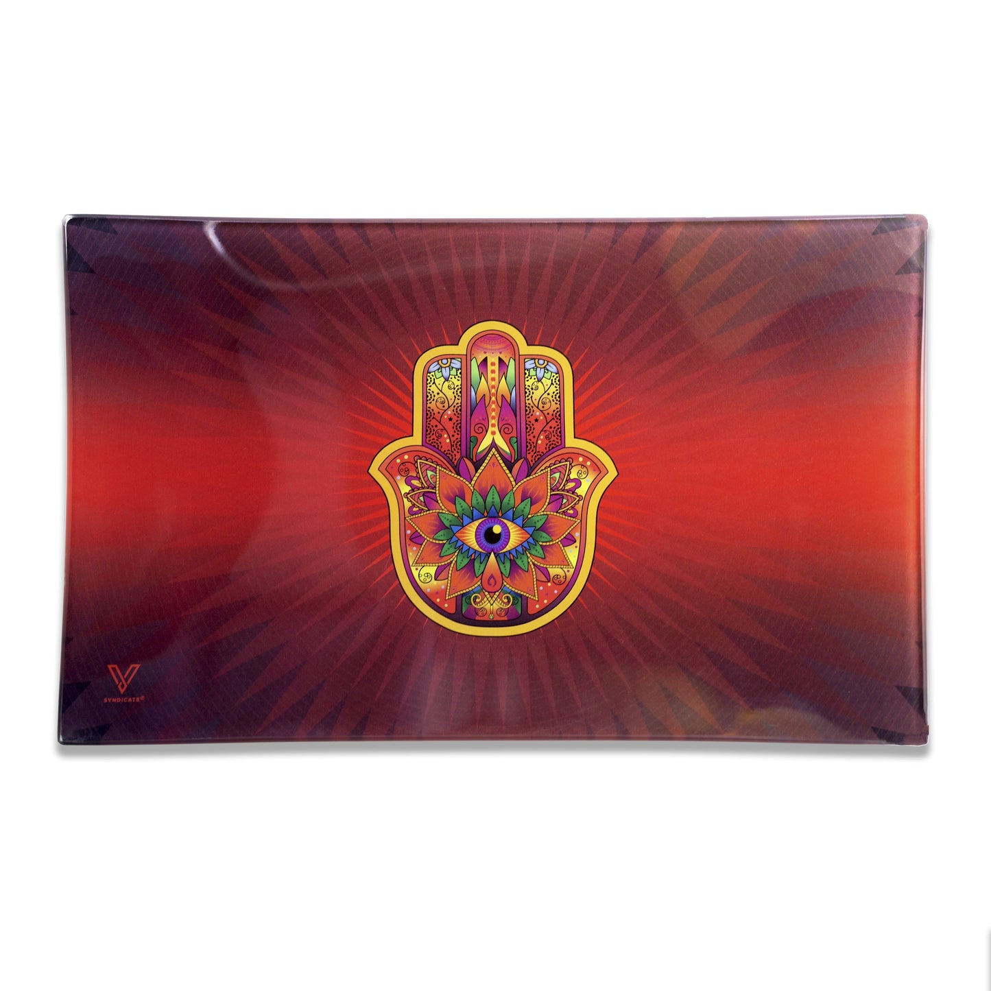 Hamsa Red Glass Rollin' Tray