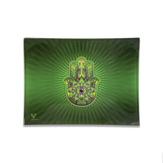 Hamsa Green Glass Tray