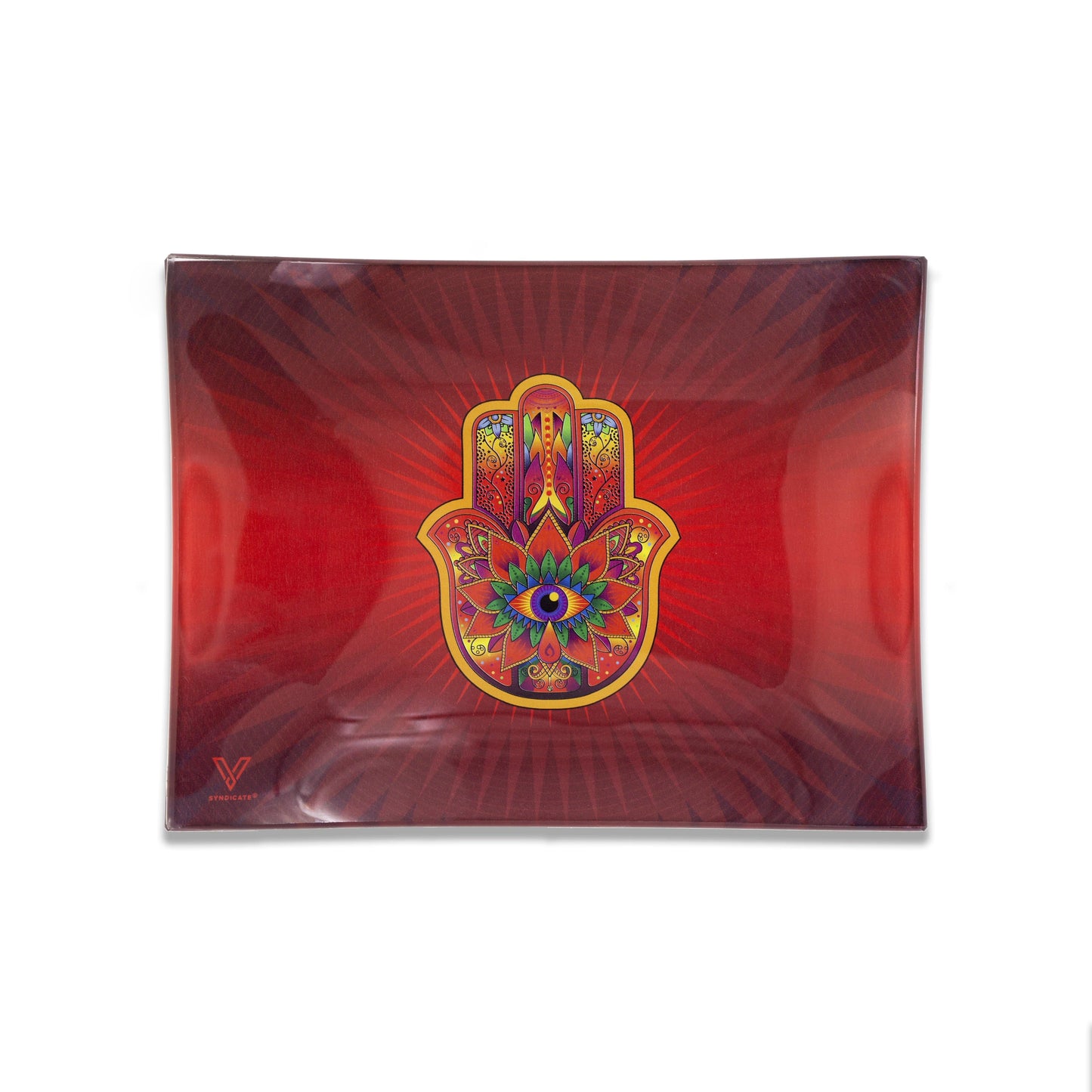 Hamsa Red Glass Rollin' Tray
